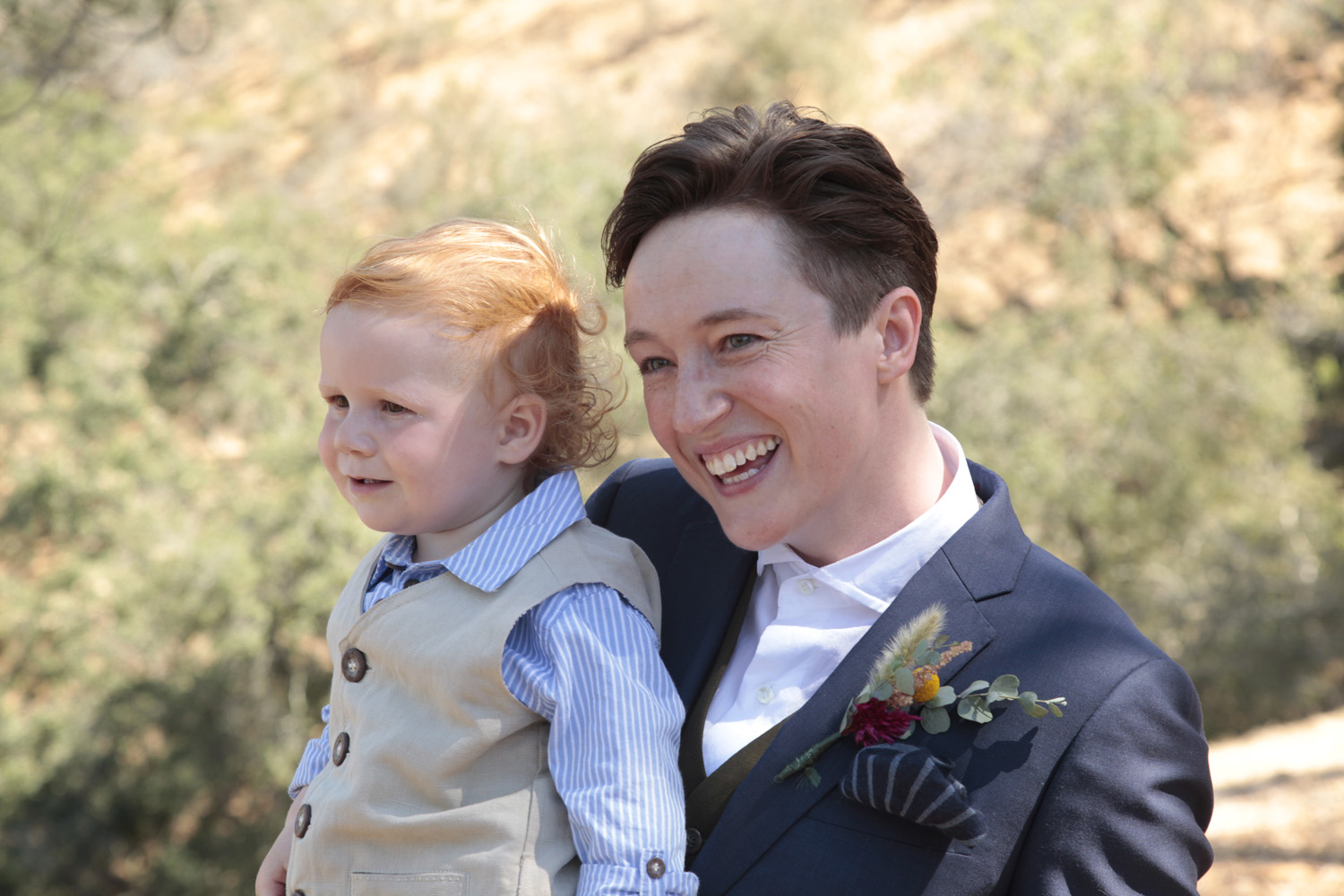 Parent and child outdoor family portrait