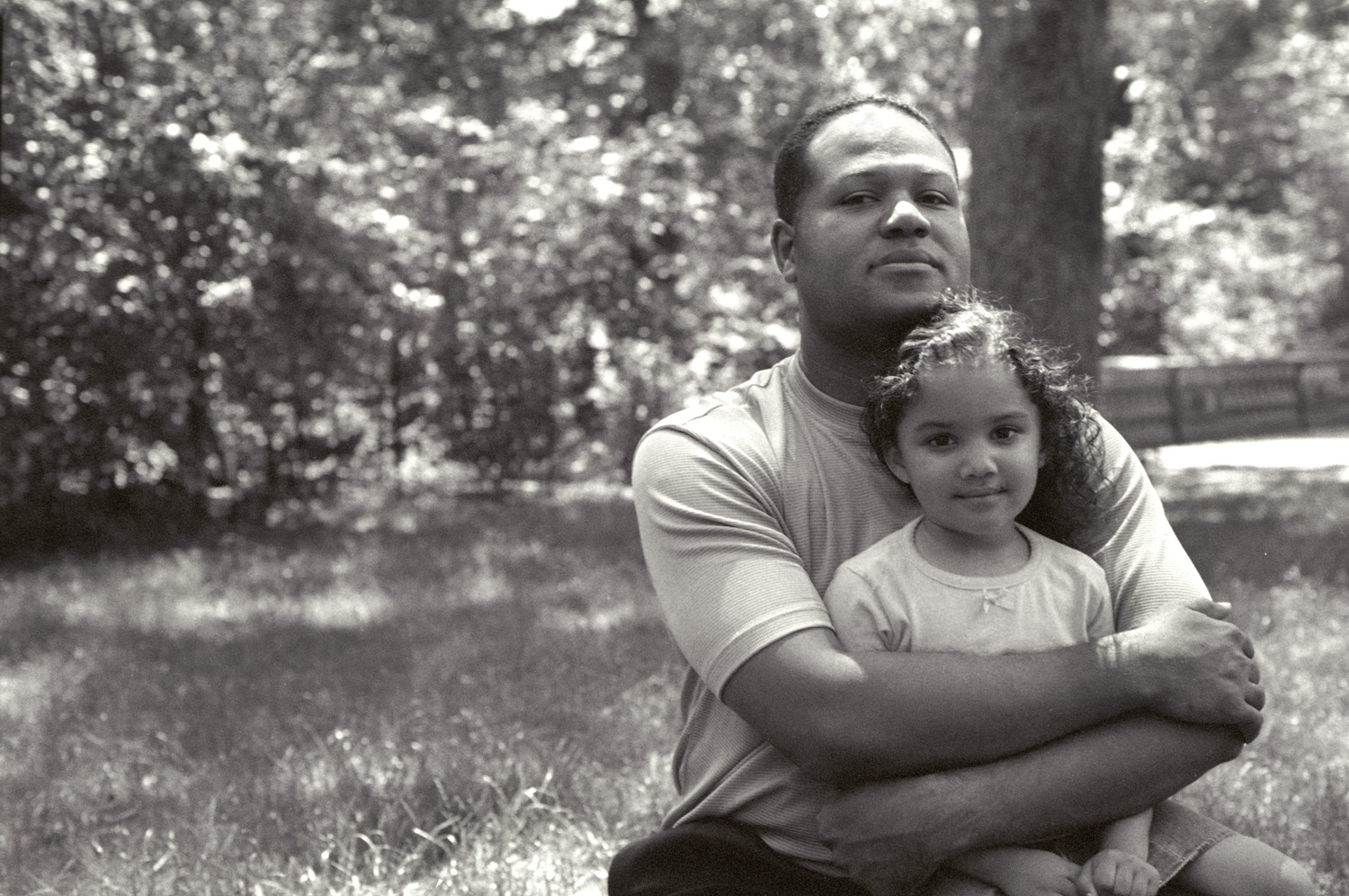 Black and white father and daughter portrait